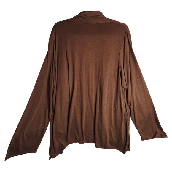 Natori 2X by Cruz wear NWT Brown open cardigan soft flowy Fall Office minimalist - Picture 2 of 15